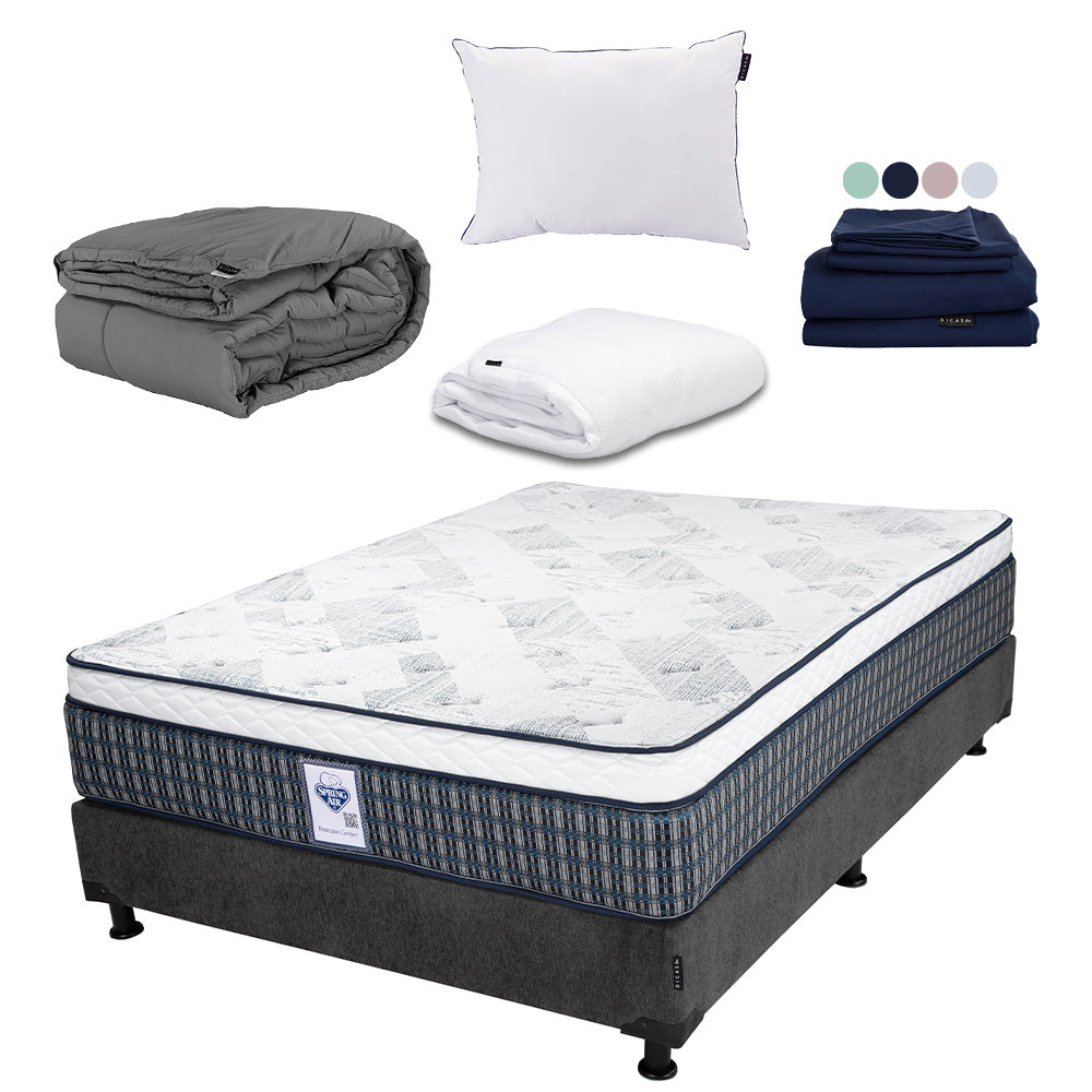 Colchón Spring Air Cardona con Box con Ropa de Cama