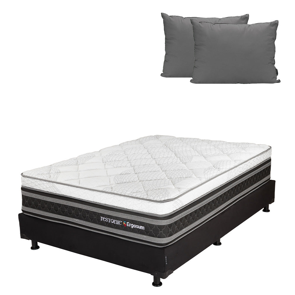 Colchón Restonic Ergosum Con Box Con Ropa de Cama