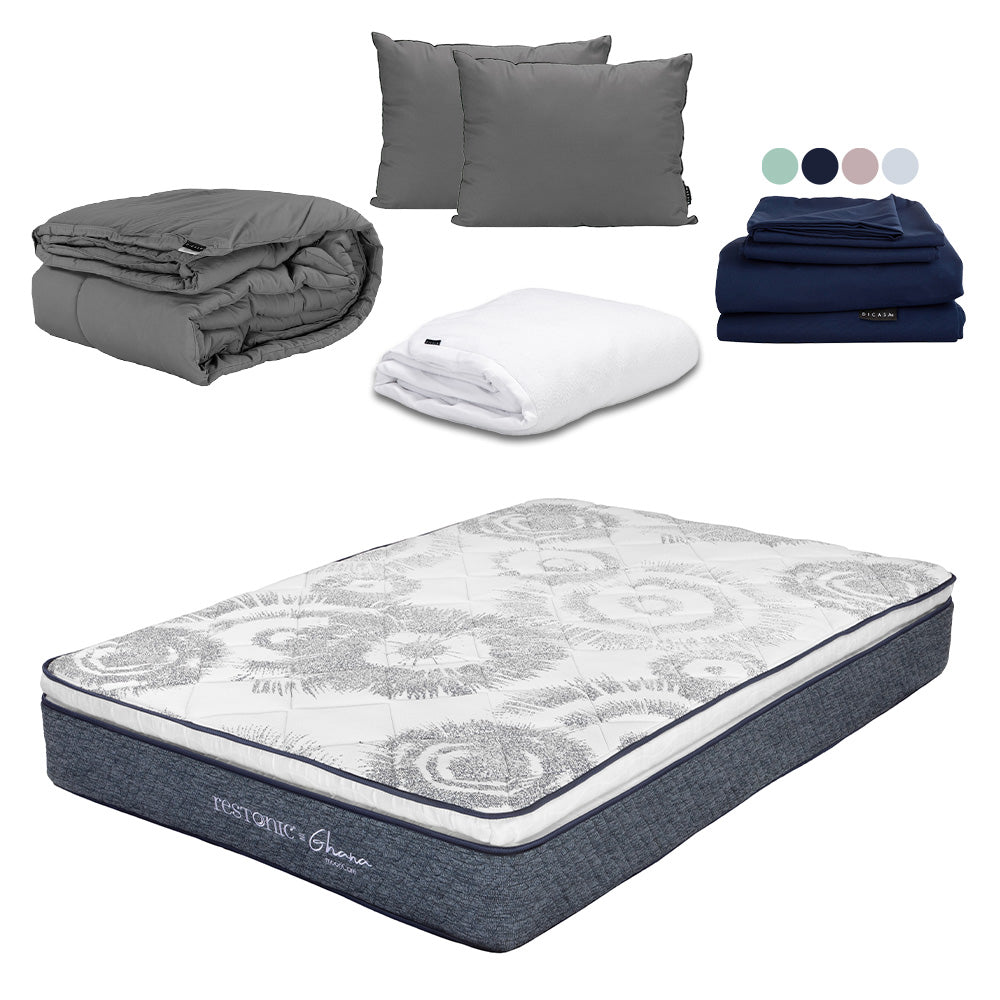 Colchón Restonic Ghana Con Ropa de Cama