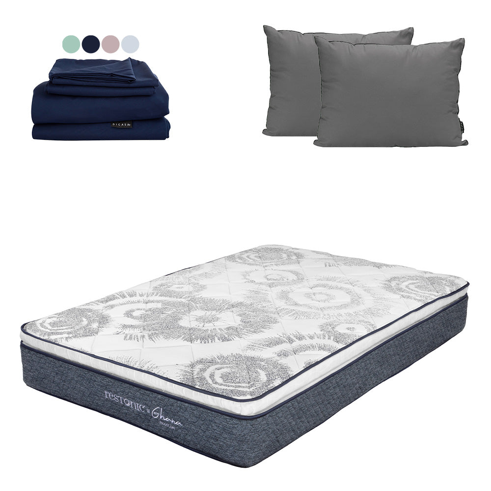 Colchón Restonic Ghana Con Ropa de Cama