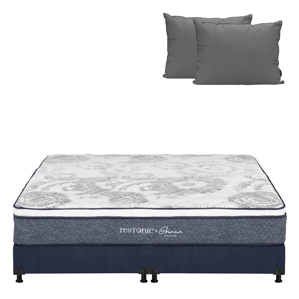 Colchón Restonic Ghana con Box con Ropa de Cama