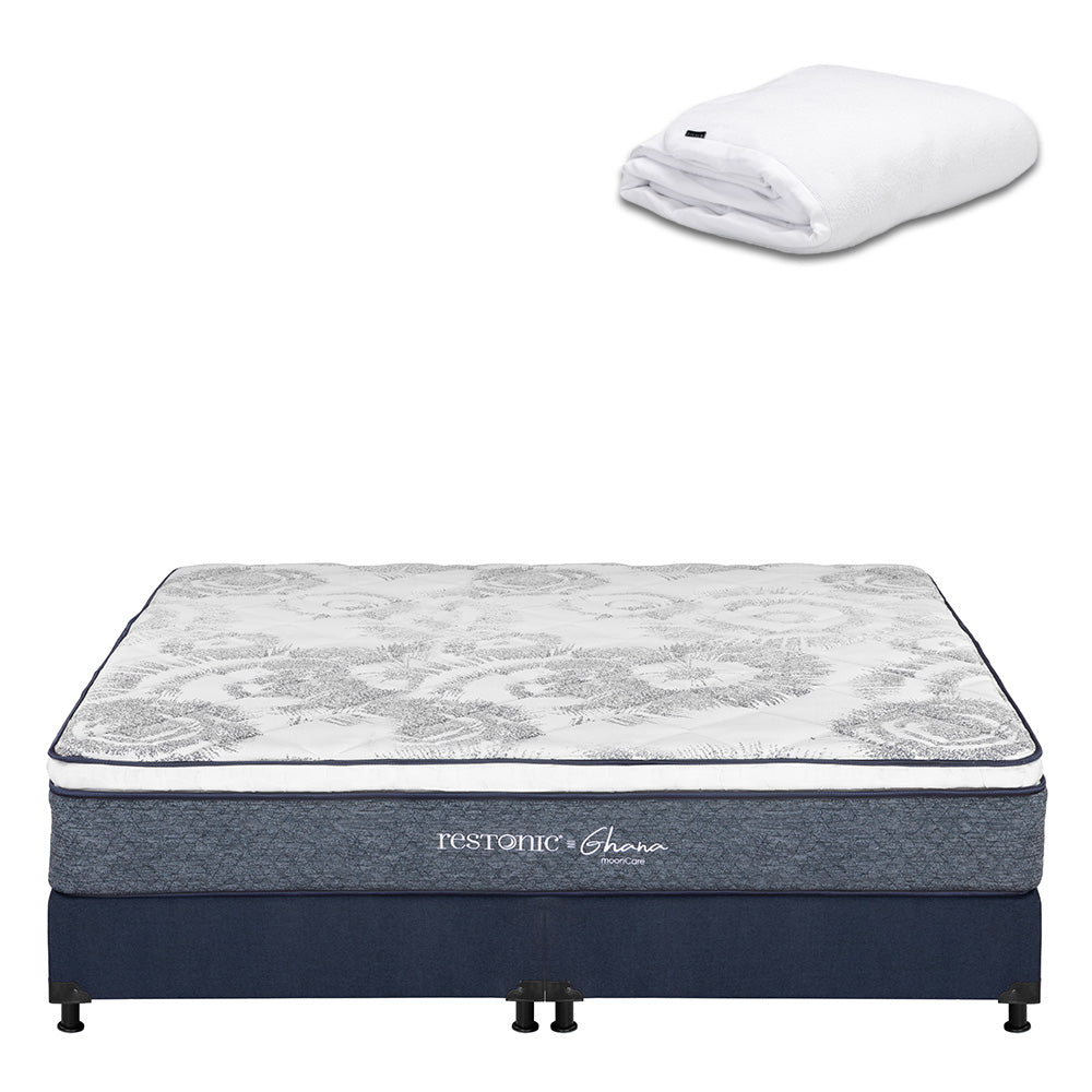 Colchón Restonic Ghana con Box con Ropa de Cama