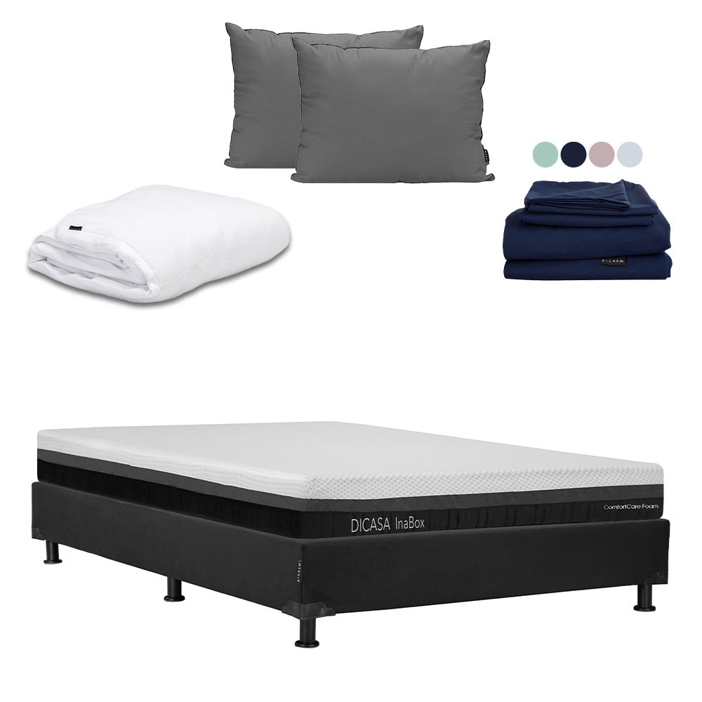 Colchón en caja Dicasa InaBox con Box Black con Ropa de Cama