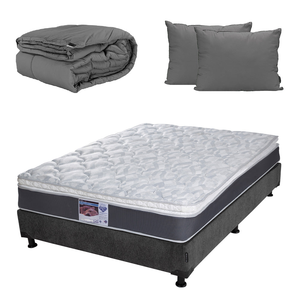 Colchón Spring Air Marte con Box Gris Carbón con Ropa de Cama