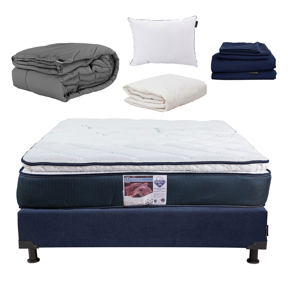 Colchón Spring Air Monaco con Box con Ropa de Cama