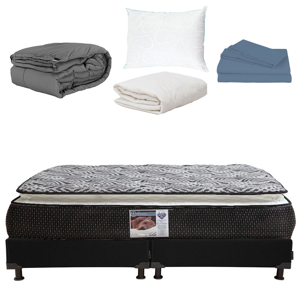 Colchón Spring Air Omega con Box con Ropa de Cama