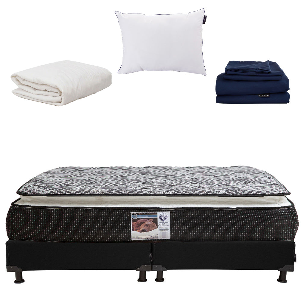 Colchón Spring Air Omega con Box con Ropa de Cama