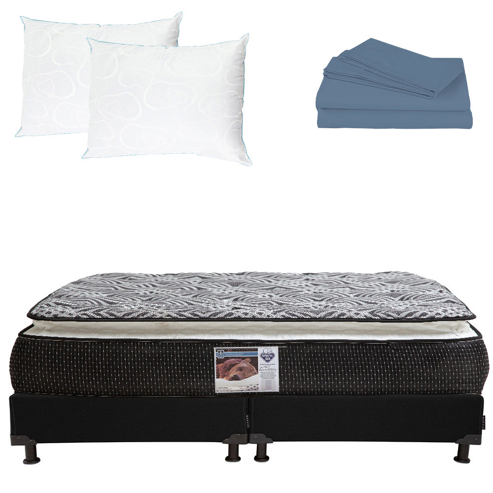 Colchón Spring Air Omega con Box con Ropa de Cama