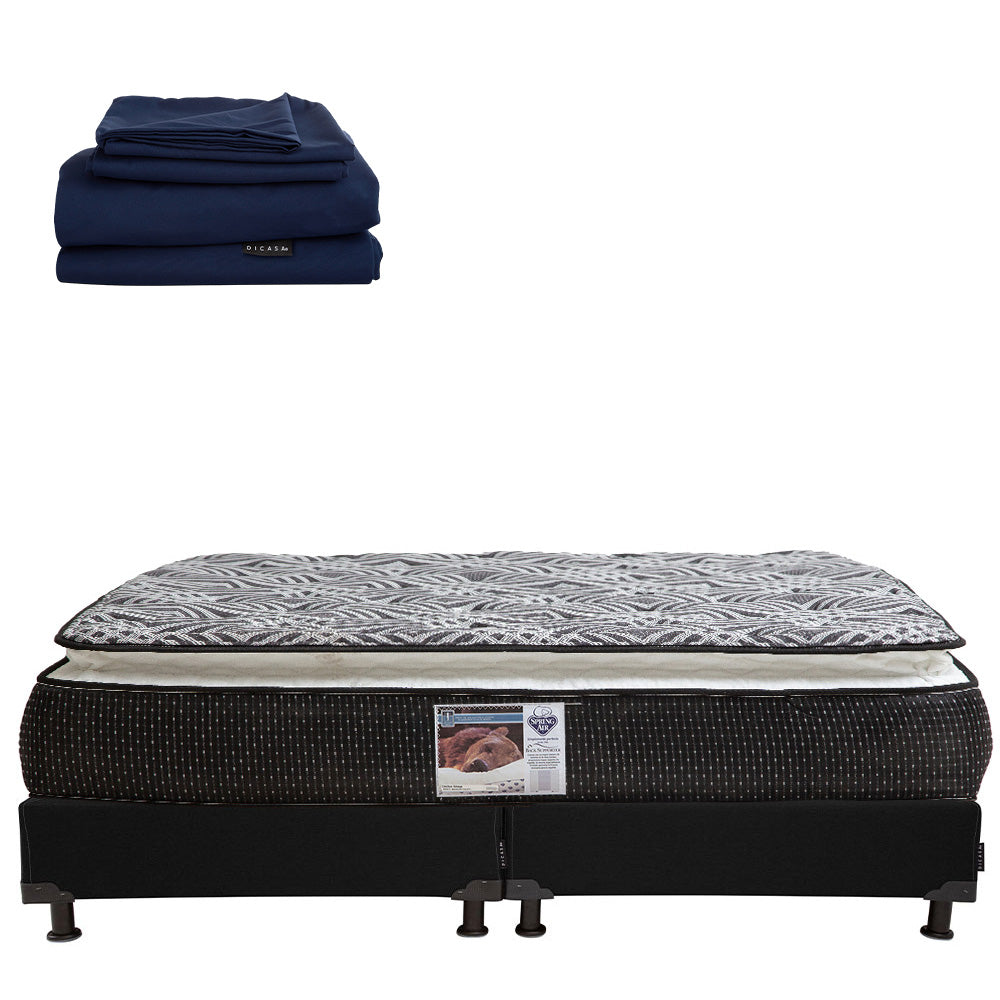 Colchón Spring Air Omega con Box con Ropa de Cama