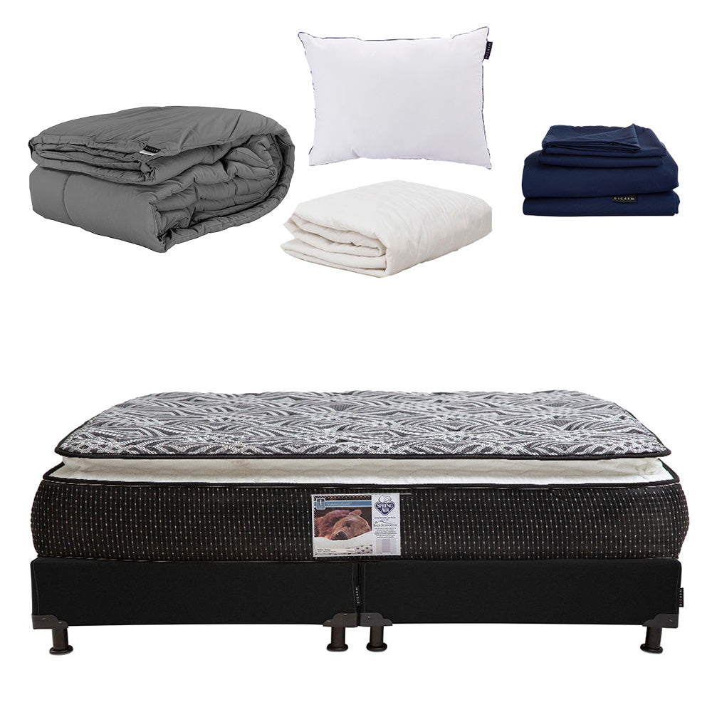 Colchón Spring Air Omega con Box con Ropa de Cama