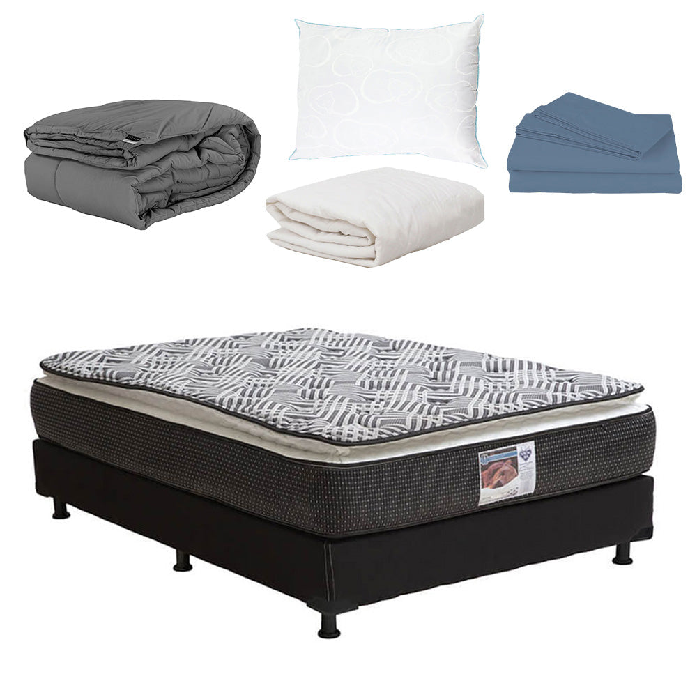 Colchón Spring Air Omega con Box con Ropa de Cama