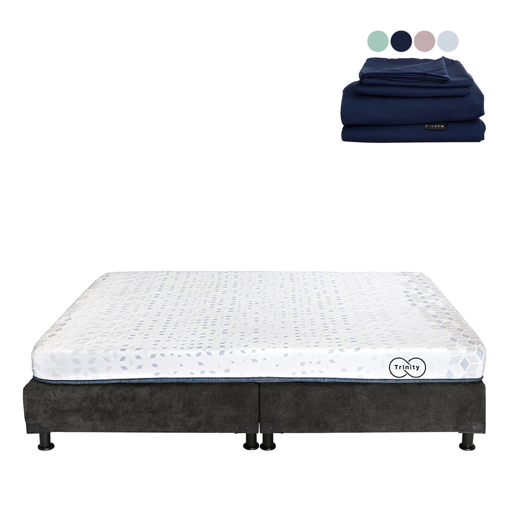 Colchón en Caja Trinity con Box con Ropa de Cama