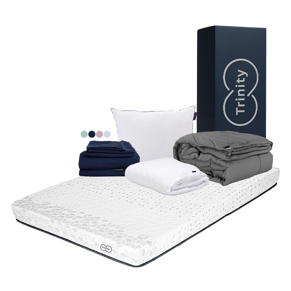 Colchon en Caja Trinity con Ropa de Cama