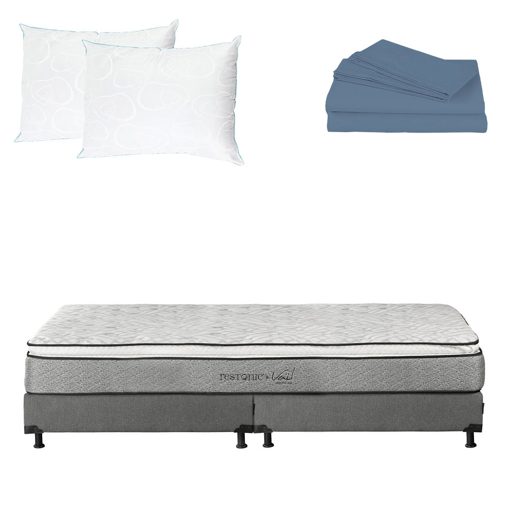 Colchón Restonic Vail con Box con Ropa de Cama