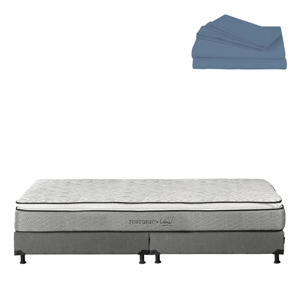 Colchón Restonic Vail con Box con Ropa de Cama