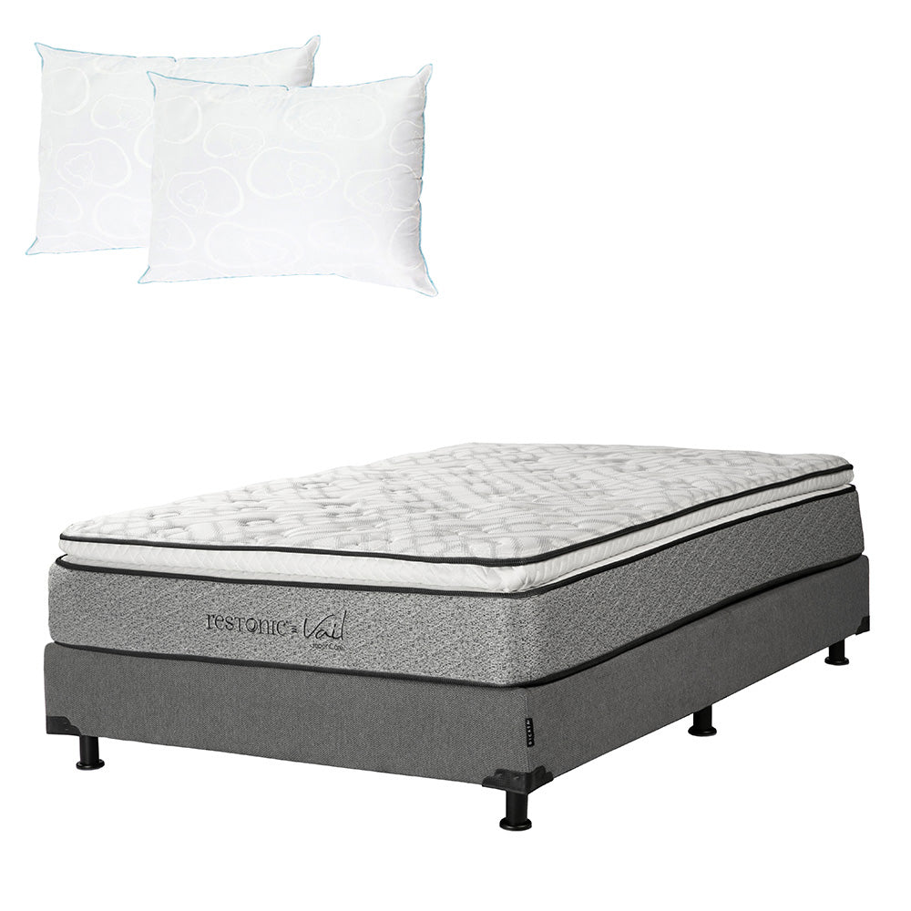 Colchón Restonic Vail con Box con Ropa de Cama