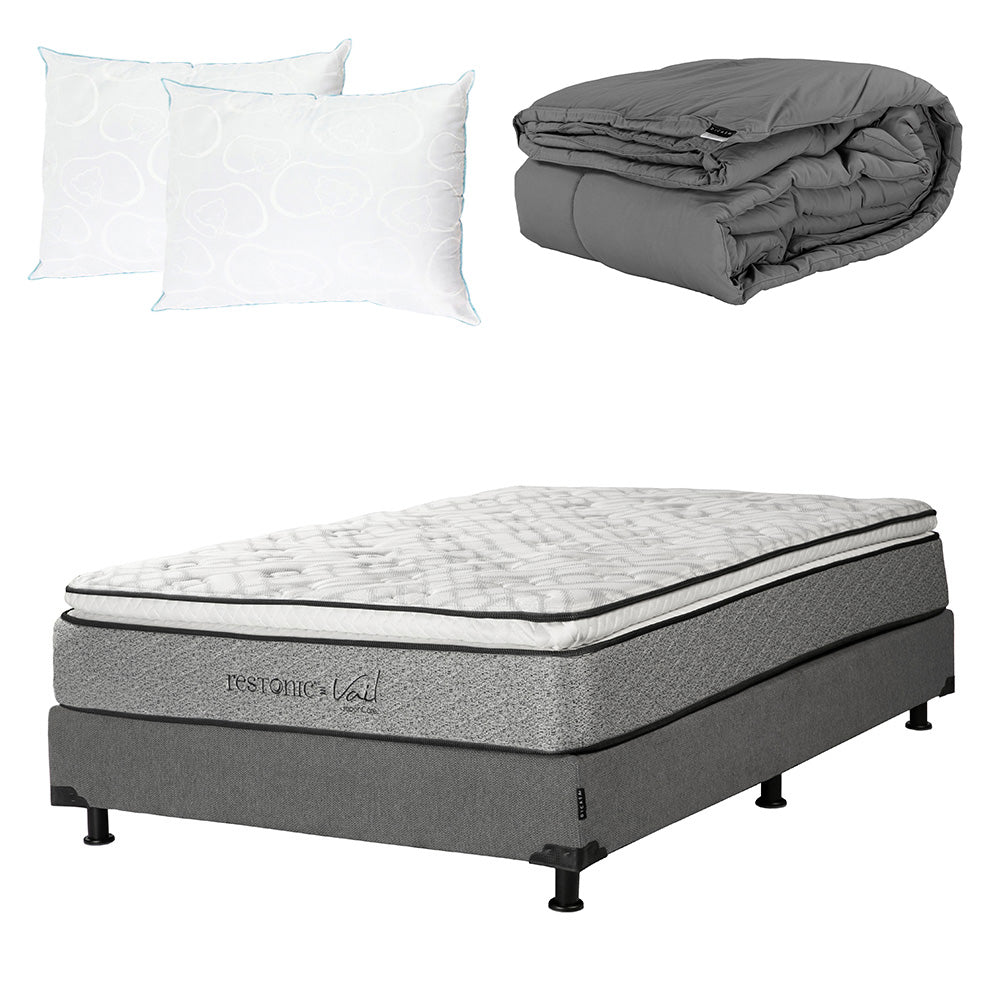 Colchón Restonic Vail con Box con Ropa de Cama
