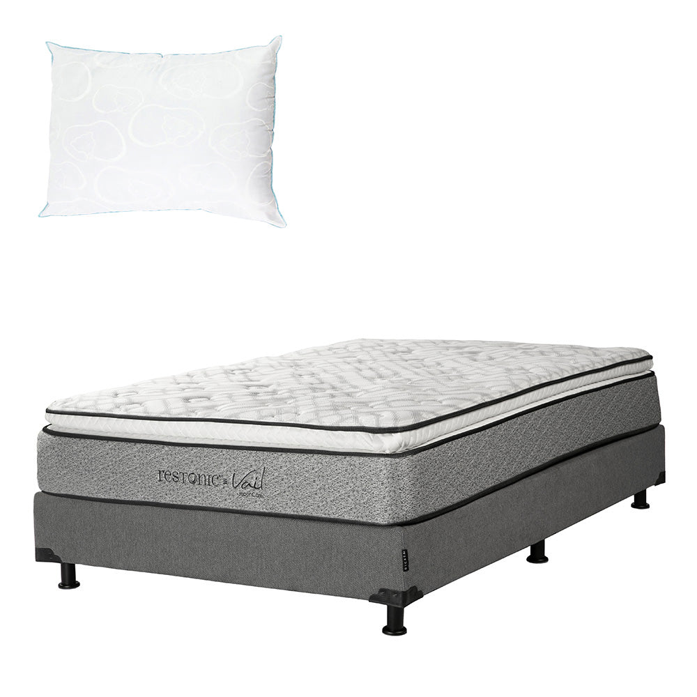 Colchón Restonic Vail con Box con Ropa de Cama