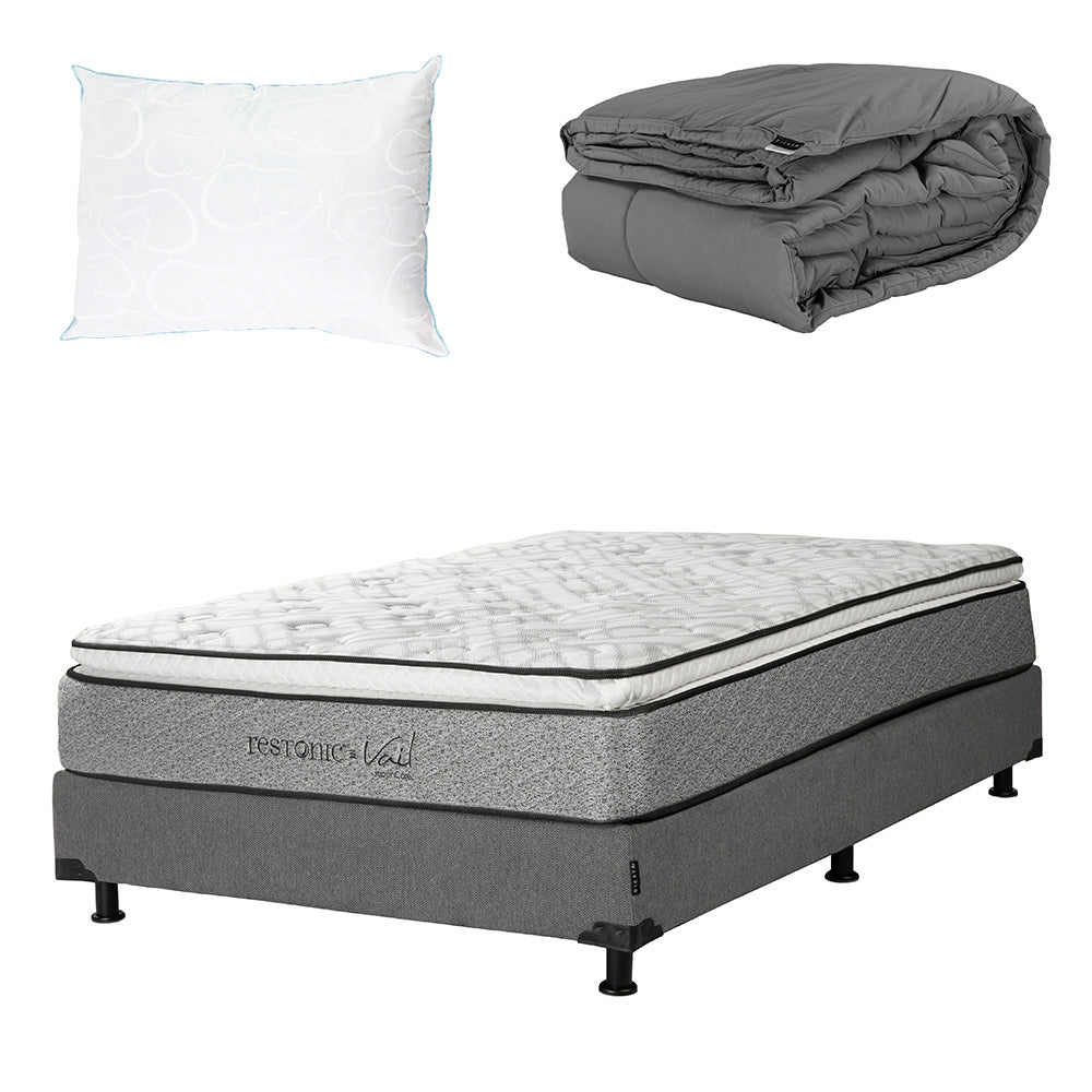 Colchón Restonic Vail con Box con Ropa de Cama
