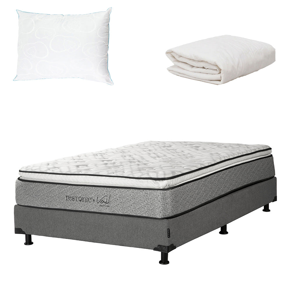Colchón Restonic Vail con Box con Ropa de Cama