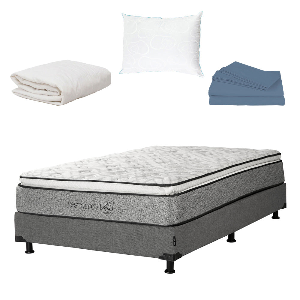 Colchón Restonic Vail con Box con Ropa de Cama