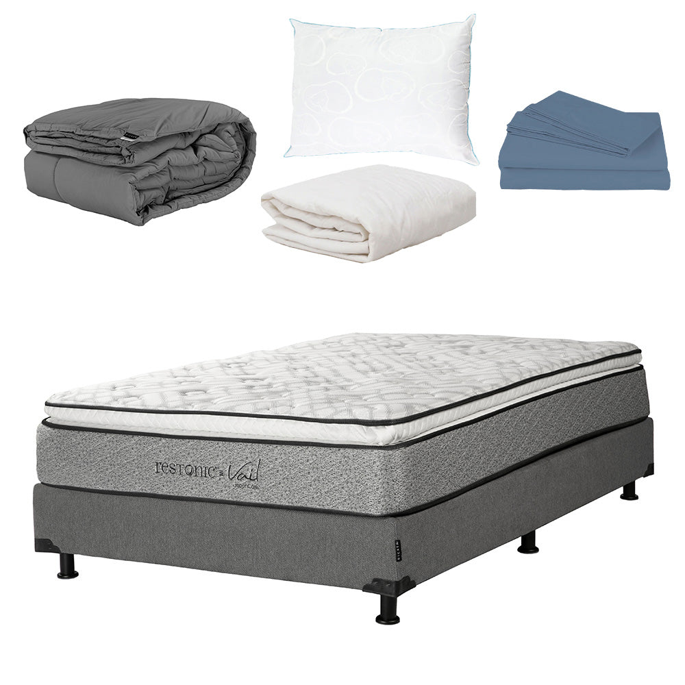 Colchón Restonic Vail con Box con Ropa de Cama