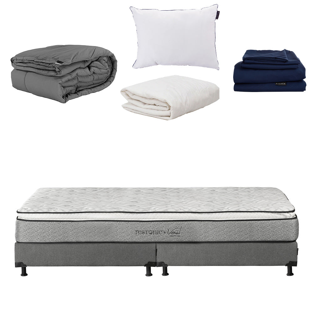 Colchón Restonic Vail con Box con Ropa de Cama