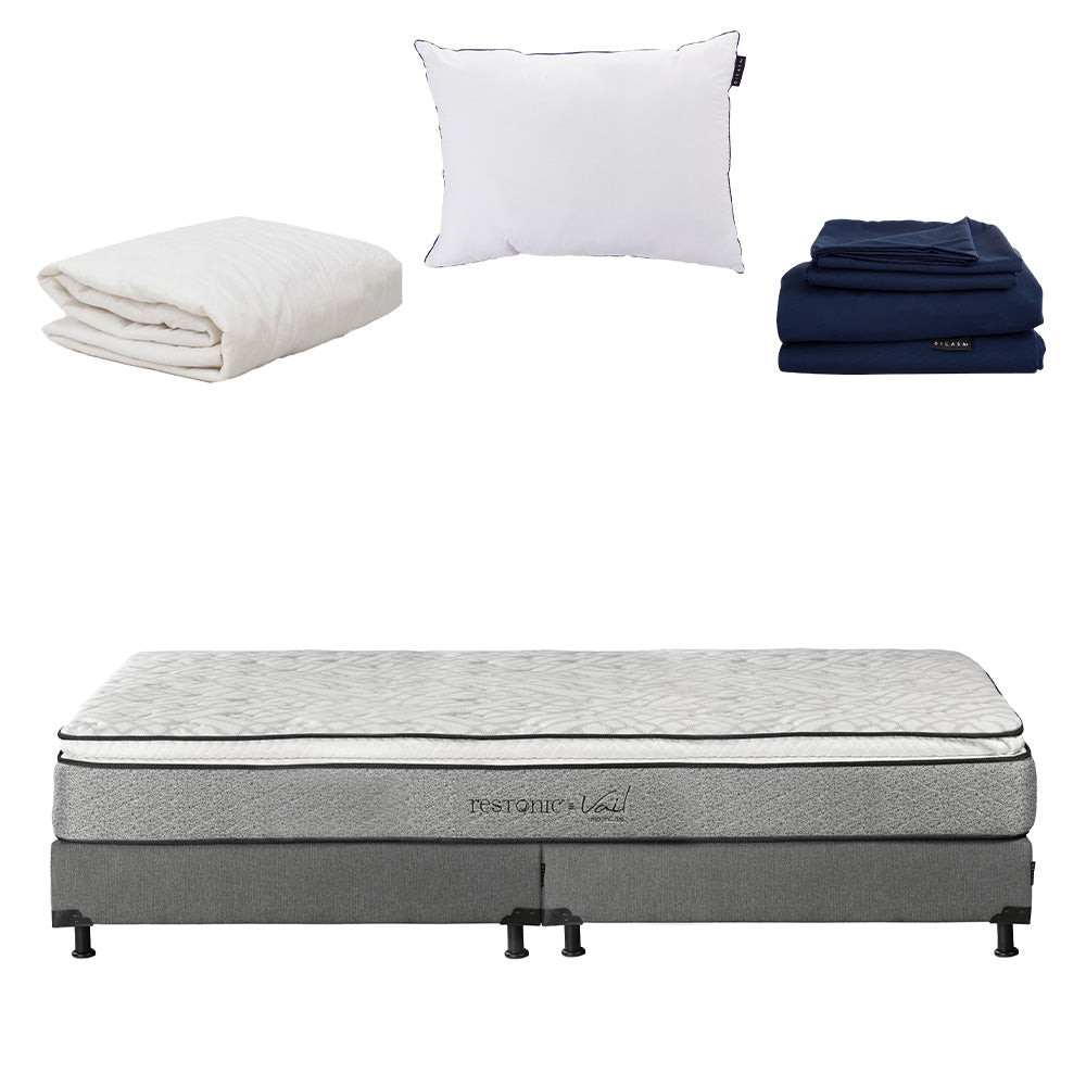 Colchón Restonic Vail con Box con Ropa de Cama