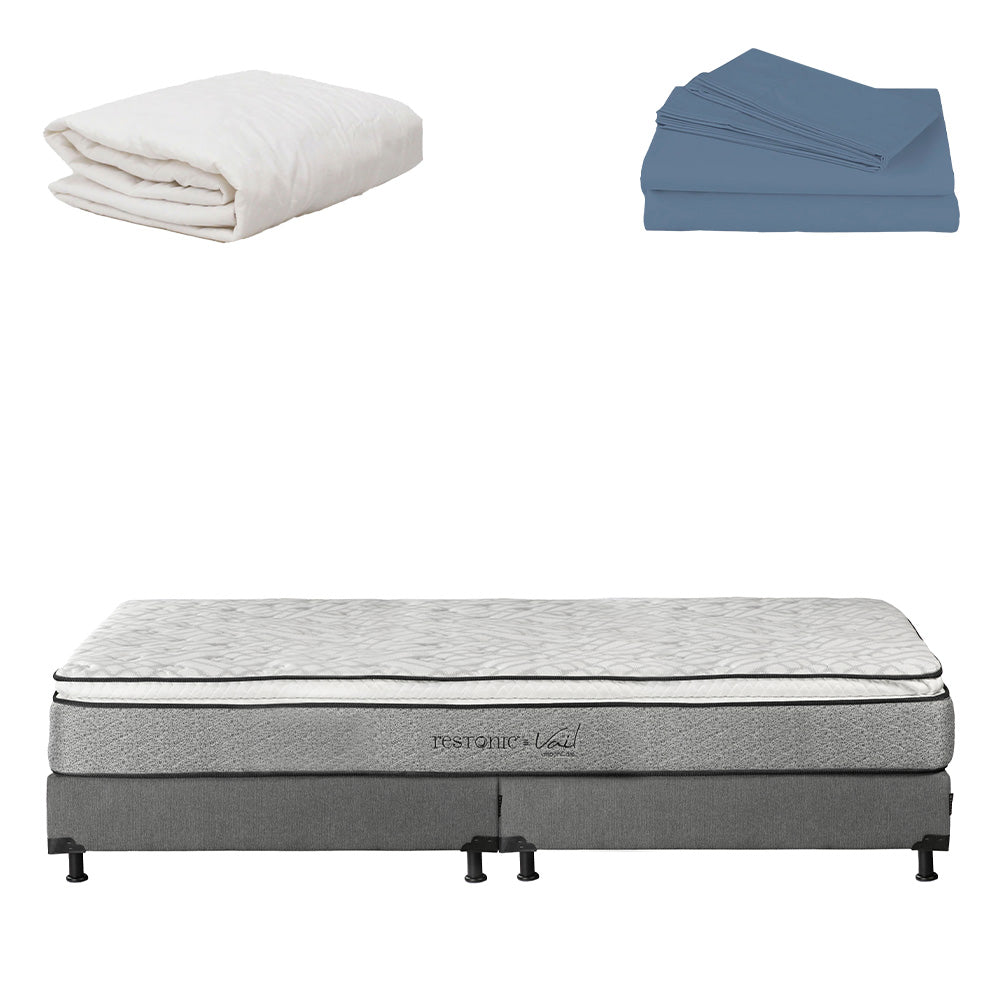 Colchón Restonic Vail con Box con Ropa de Cama