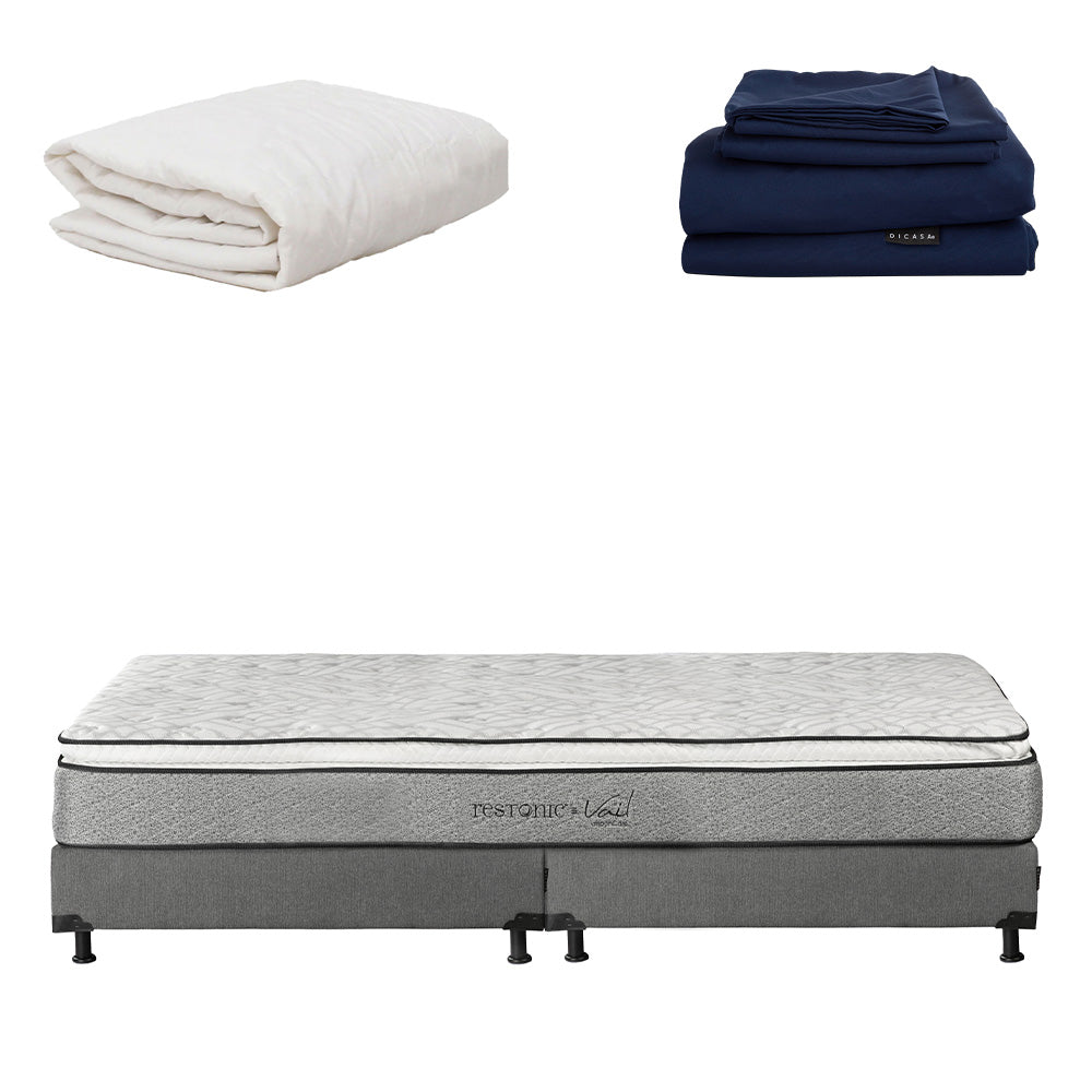 Colchón Restonic Vail con Box con Ropa de Cama