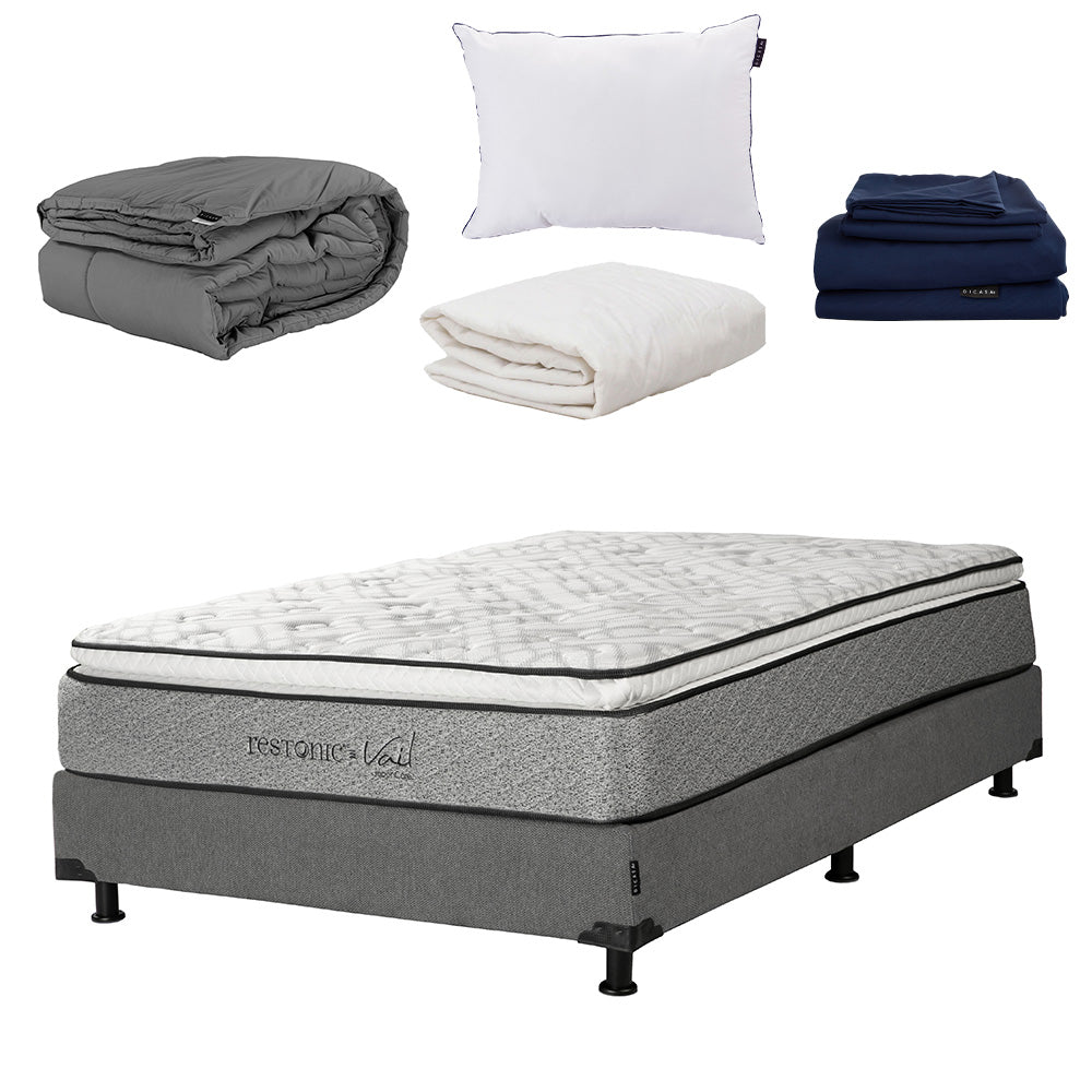 Colchón Restonic Vail con Box con Ropa de Cama