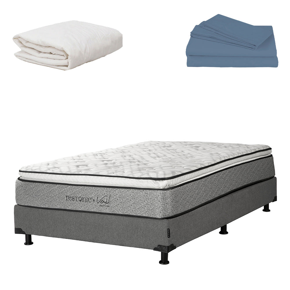 Colchón Restonic Vail con Box con Ropa de Cama