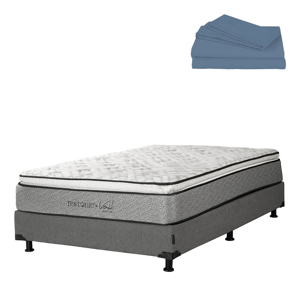 Colchón Restonic Vail con Box con Ropa de Cama