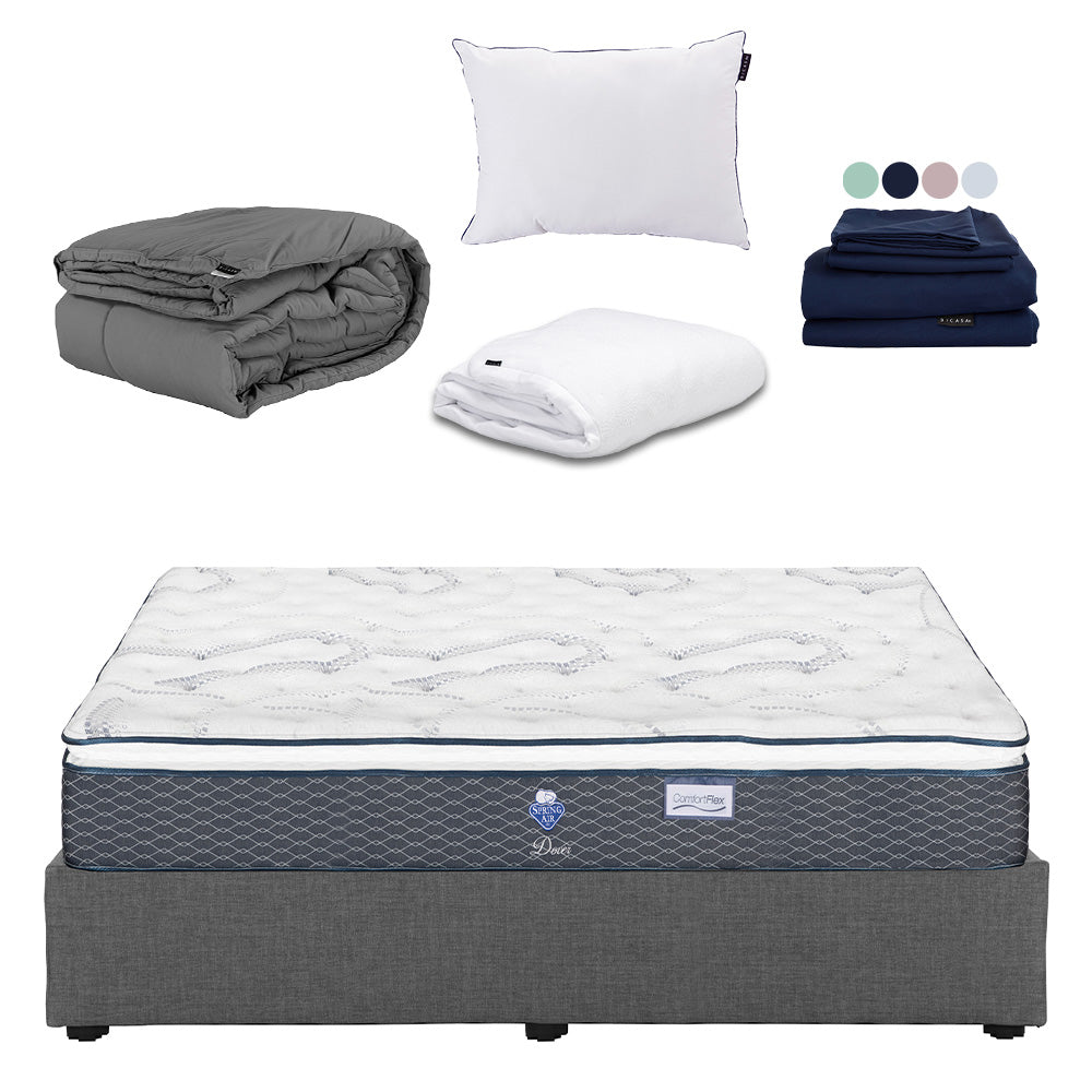 Colchón Spring Air Dover con Base Cama con Ropa de Cama