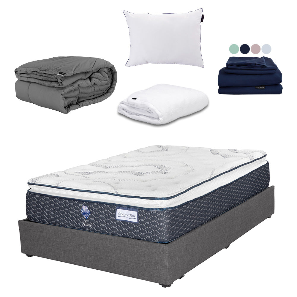 Colchón Spring Air Dover con Base Cama con Ropa de Cama