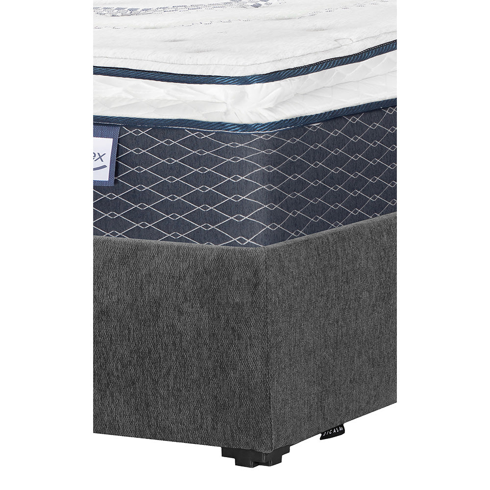 Colchón Spring Air Dover con Base Cama Gris Carbón con Ropa de Cama
