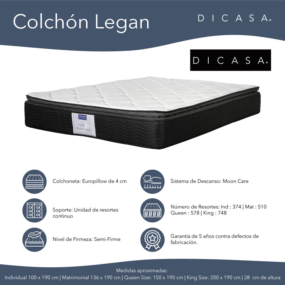 Cabecera Dicasa Mary con Base Cama con Colchón