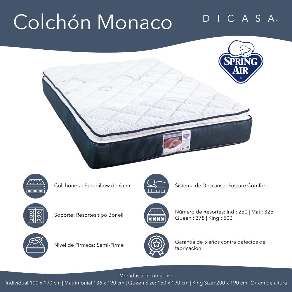 Cabecera Dicasa Capri con Base Cama con Colchón