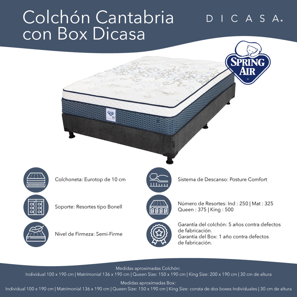 Colchón Spring Air Cantabria con Box con Ropa de Cama