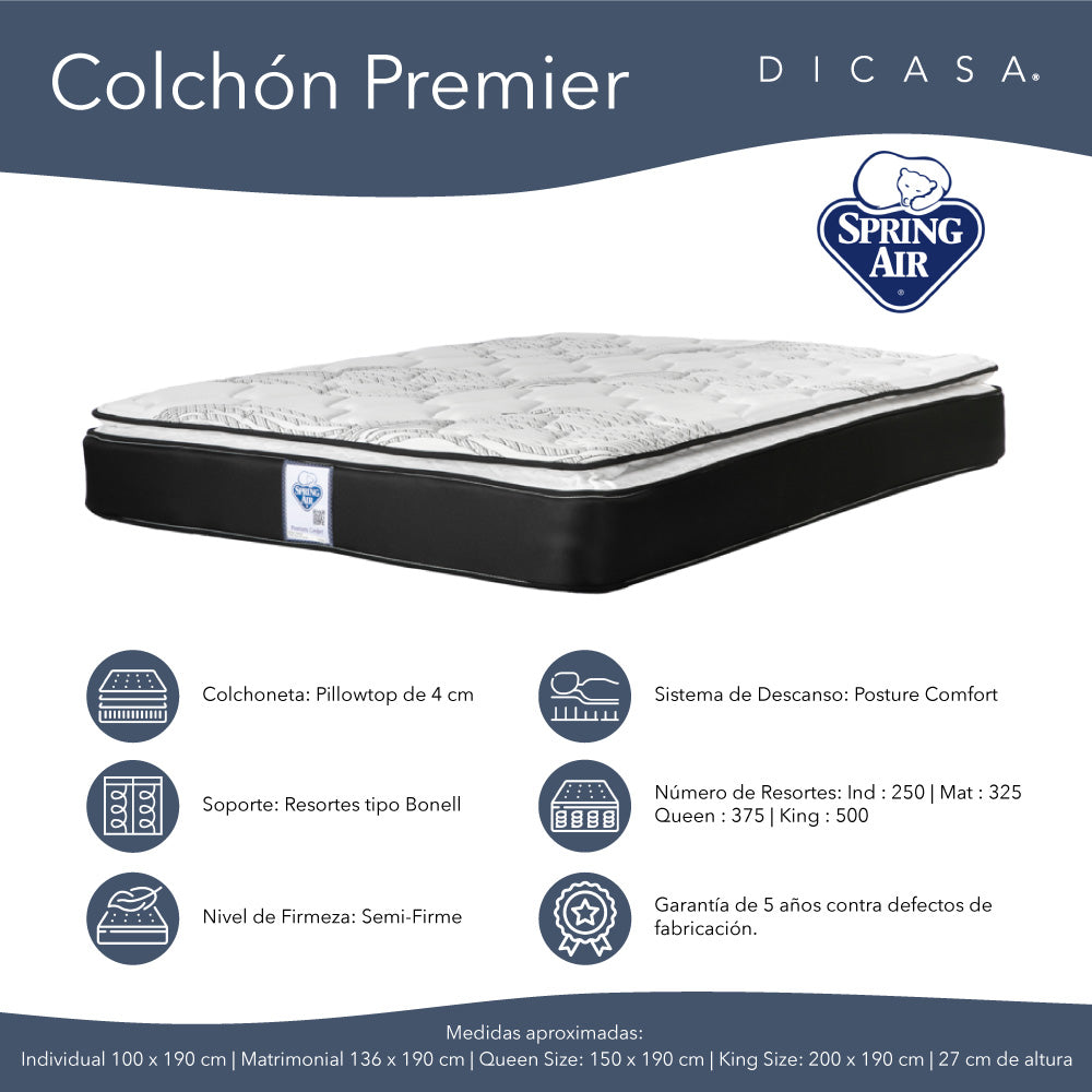 Cabecera Dicasa Capri con Base Cama con Colchón