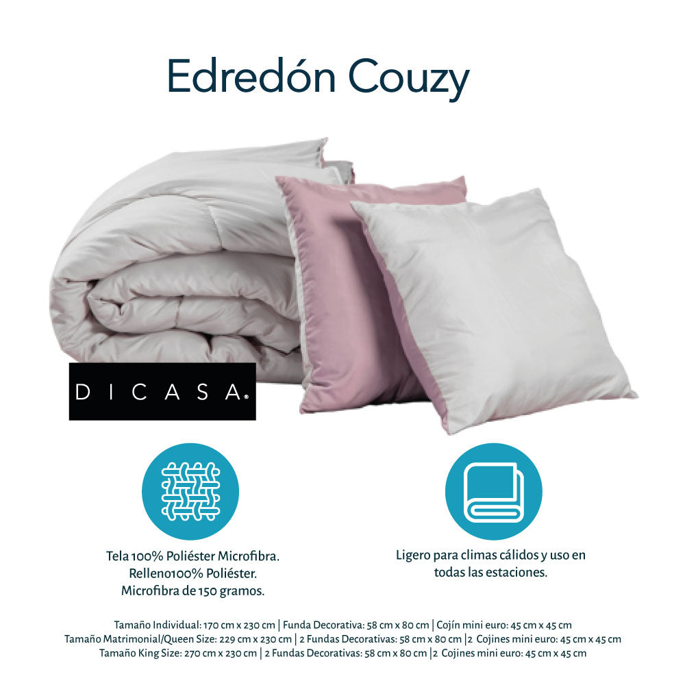Edredón Dicasa Couzy Gris y Lila con Ropa de cama