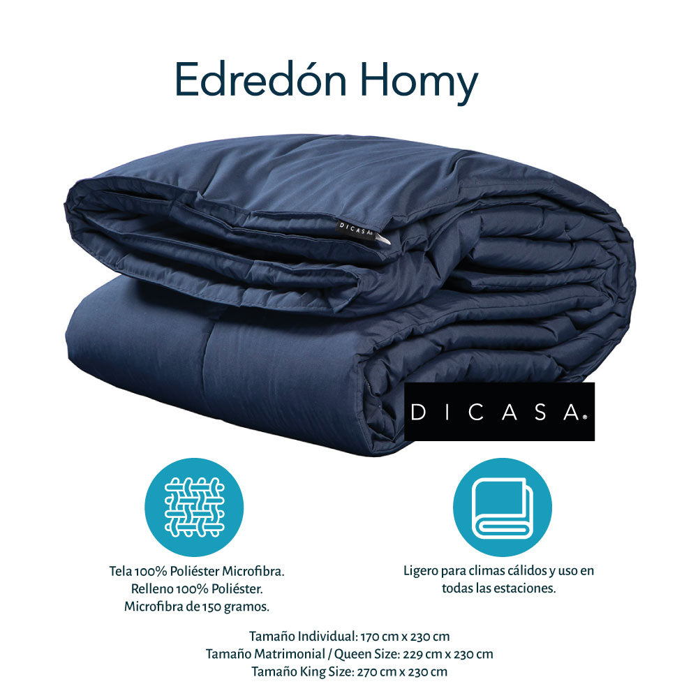 Edredón Dicasa Homy Azul Marino con Ropa de Cama