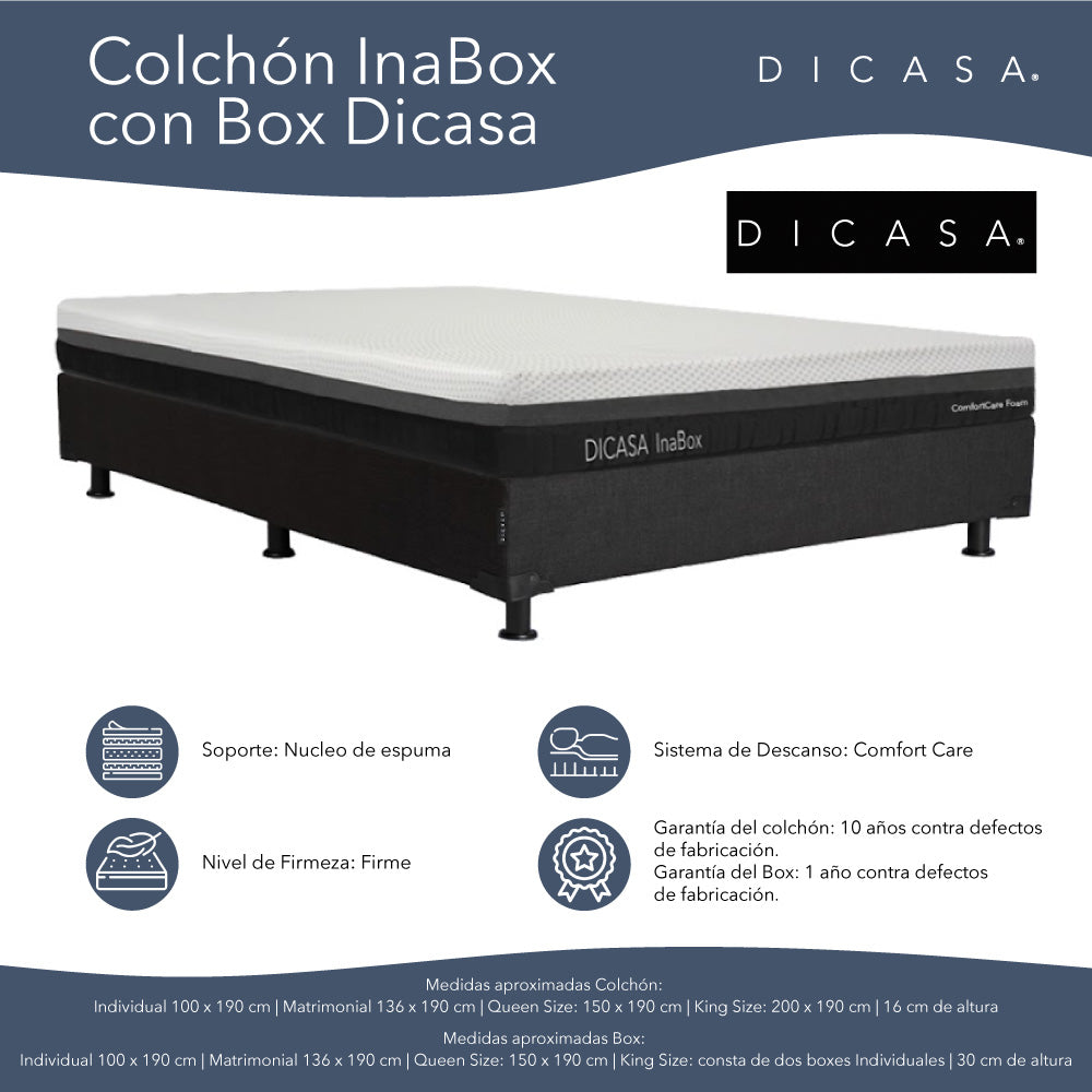 Colchón en caja Dicasa InaBox con Box con Ropa de Cama