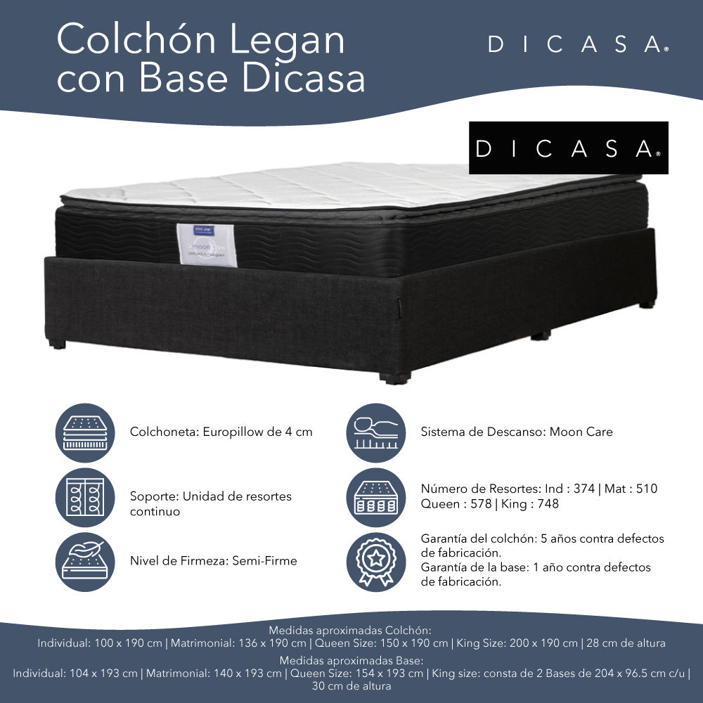 Colchón Dicasa con Base Cama
