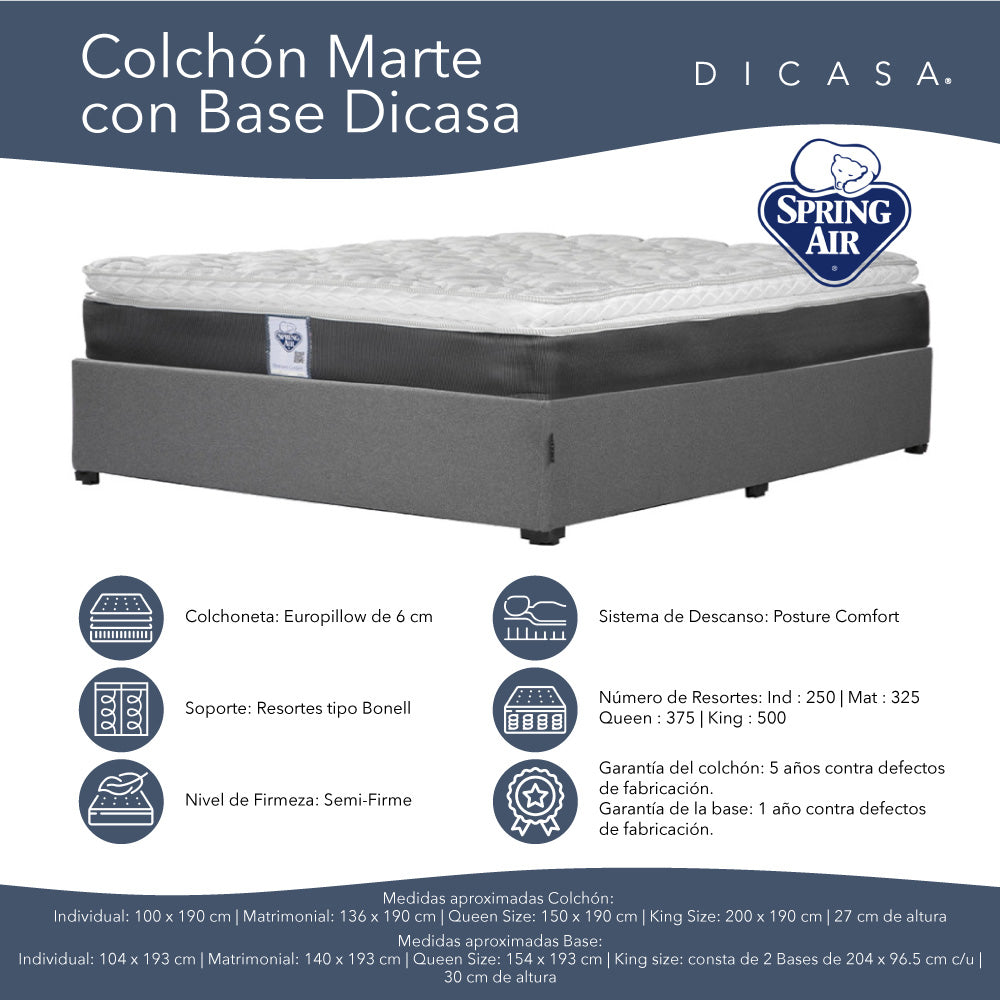 Colchón Spring Air con Base Cama