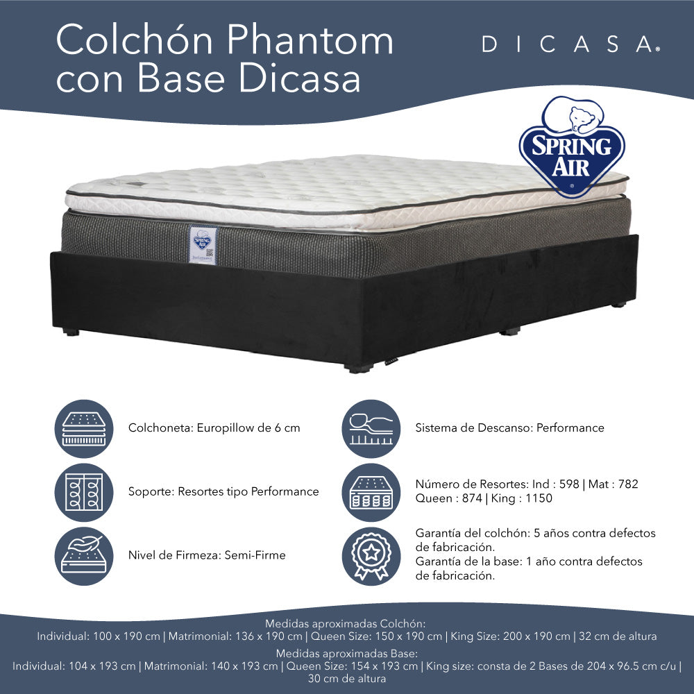 Colchón Spring Air con Base Cama