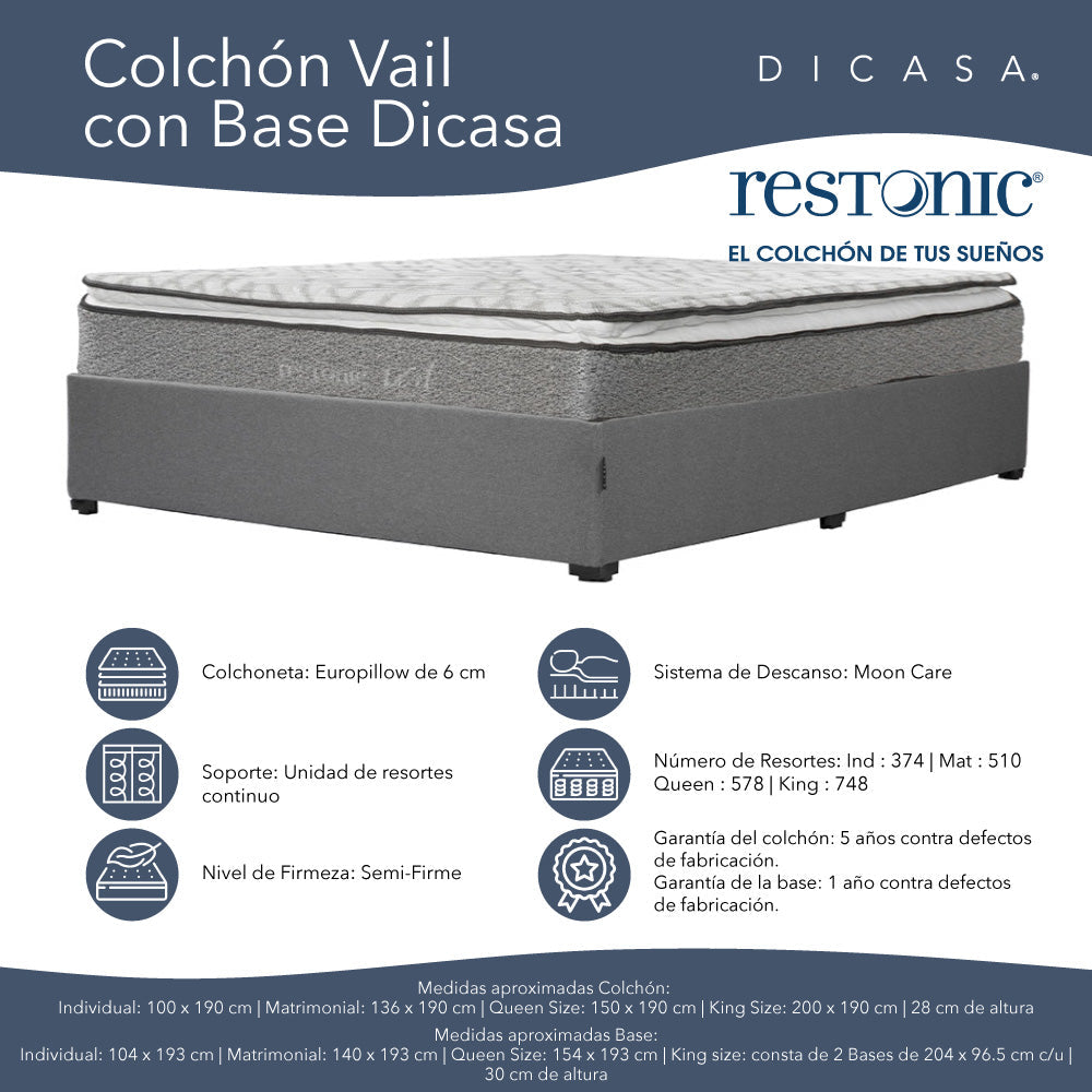 Colchón Restonic con Base Cama