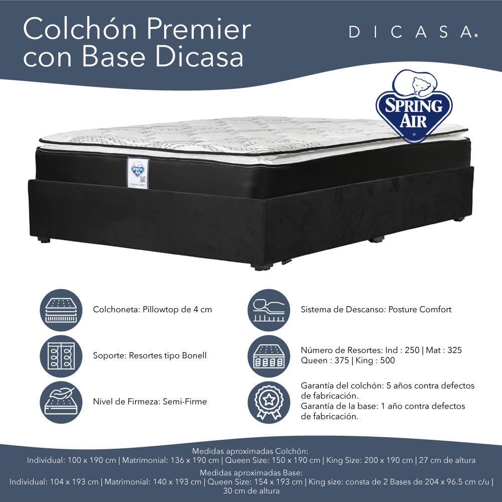 Colchón Spring Air con Base Cama