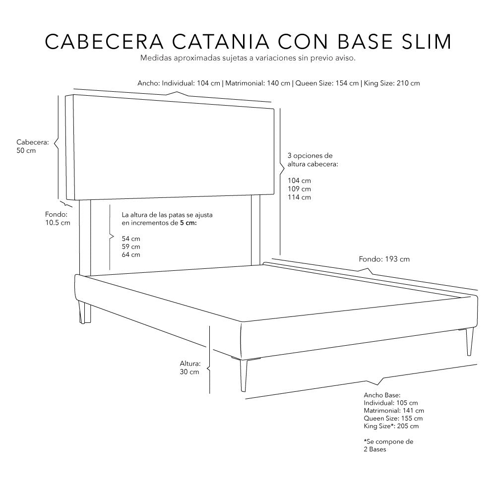Cabecera Dicasa Catania con Base Cama Slim