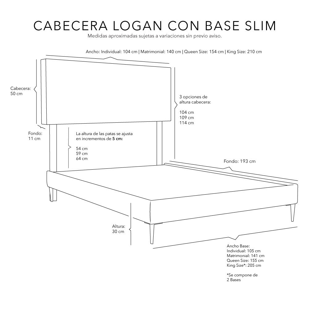 Cabecera Dicasa Logan con Base Cama Slim